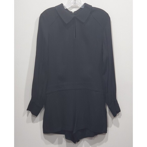 ELLA Moss Ivana Black Long Sleeved Collared Romper, Size S - Picture 3 of 12